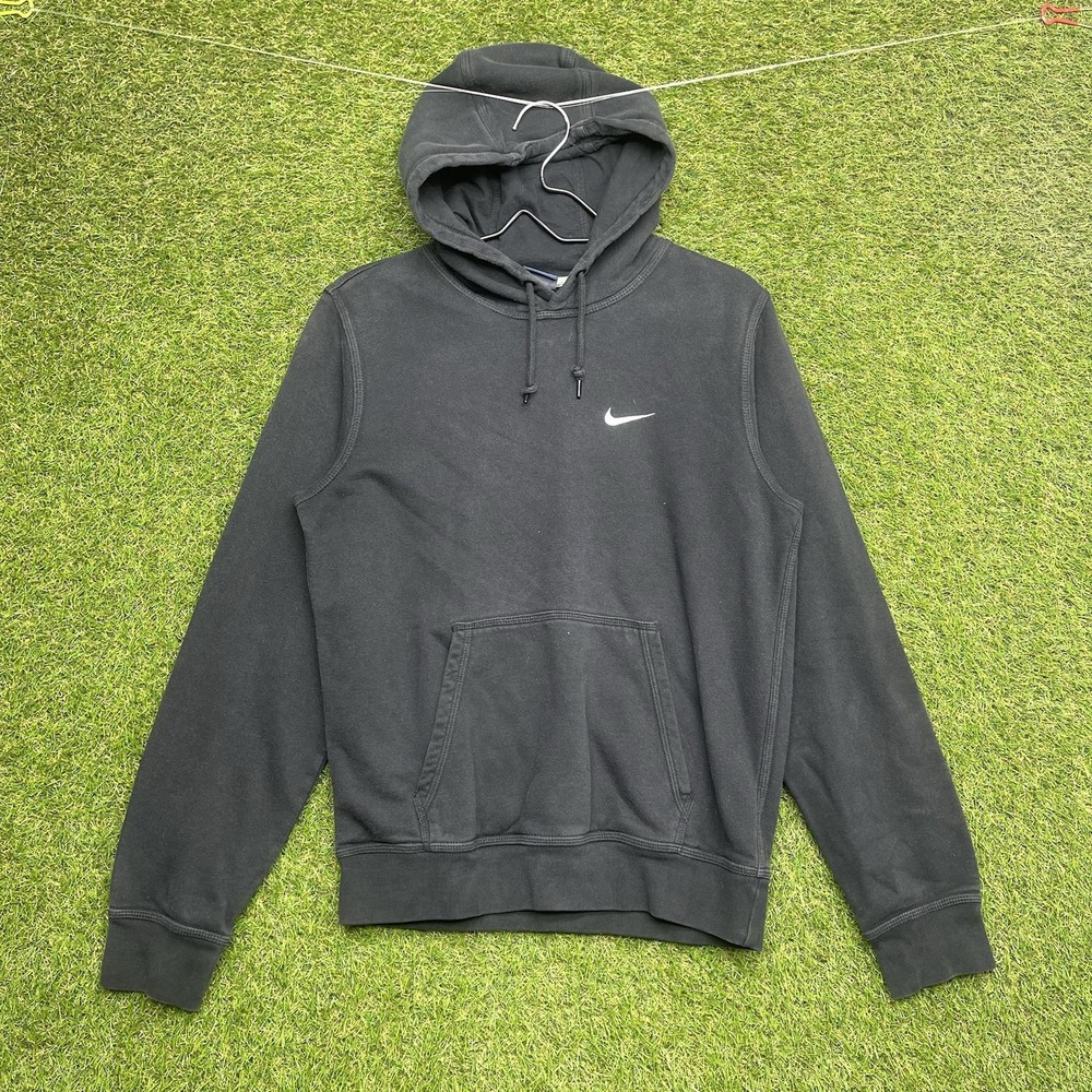 Nike Essential Hoodie Mens Small Black Long Sleeve Drawstring Sweatshirt Y2k